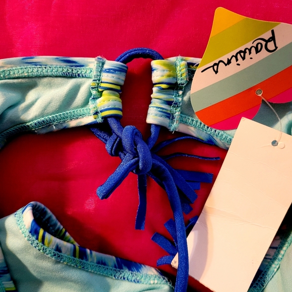 NWT MEDIUM RAISINS ROYAL 2 PIECE PADDED HALTER SWIMSUIT BRALETTE TOP - Picture 12 of 14